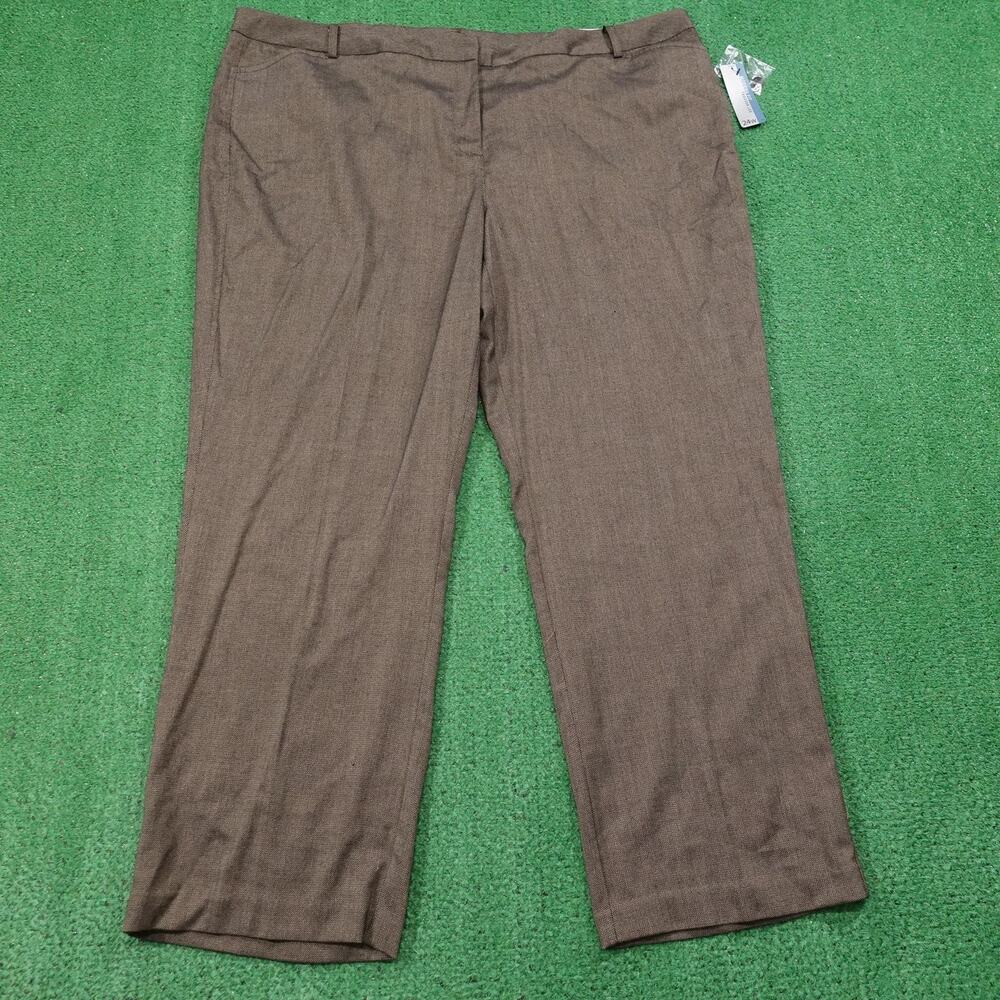 NEW! Worthington Pants Womens 24W Brown Birdseye Modern Fit Trouser Leg‎ Stretch